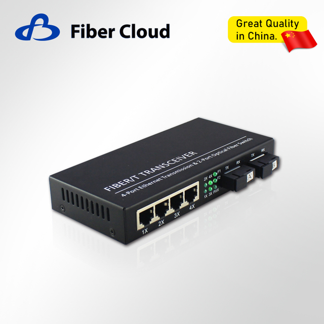 10/100/1000m Fiber Optic Transceiver 2-Optical-4-Electric Single-Mode Converter
