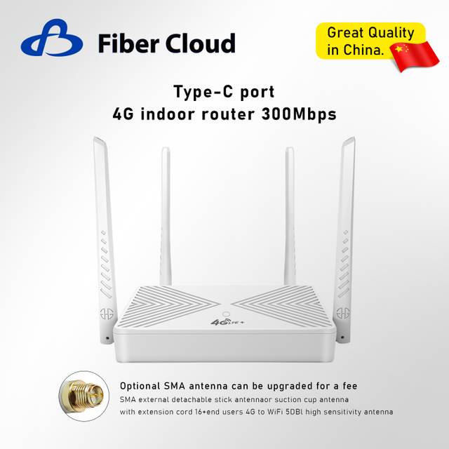 4G LTE Built-in Battery Type-C Interface WiFi4 Router with Plug-in Card