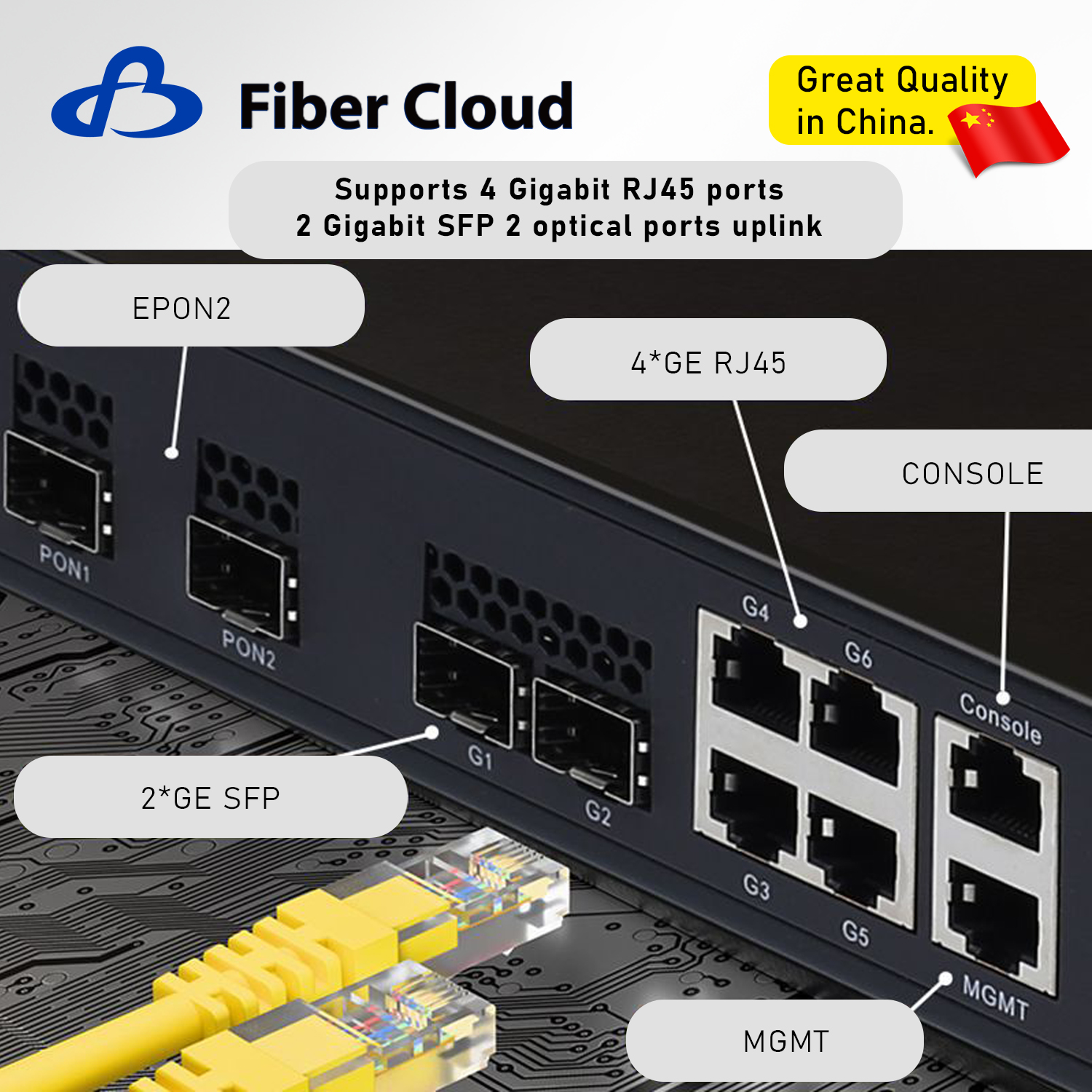 FTTH 1u 2/4 Port Epon Gpon Olt with SFP Modules