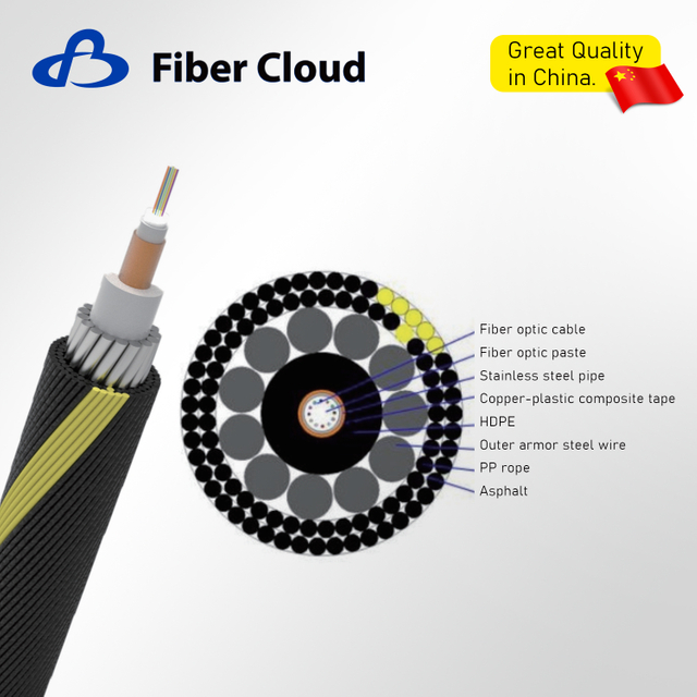1-48 Cores 2000m Underwater Fiber Optic Cable Unrepeatered Submarine Cable Armor Internet Cable