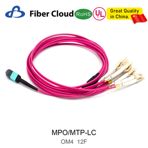 12core 40-100g Multimode 2m-50m FTTH Fanout Duplex Om4 MPO to 6dlc Fiber Optic Patch Cord Jumper Cable