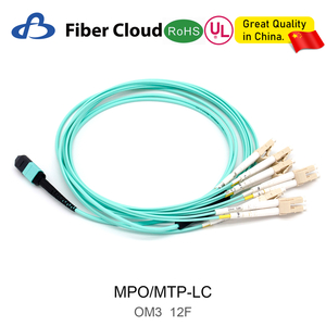 12core 40-100gigabit Multimode 2m-50m FTTH Fanout Duplex Om3 MPO to 6dlc Fiber Optic Patch Cord Jumper Cable