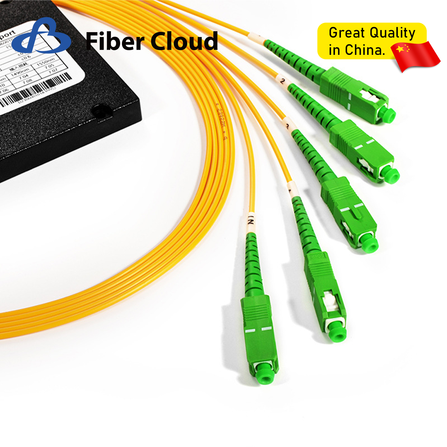 LSZH 0.9mm 2mm 3mm Sc/APC Single Mode Simplex Fiber Optic Pigtail 1X4 PLC ABS Fiber Splitter