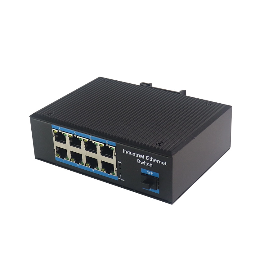 Industrial Gigabit 1 SFP & 8-Port Ethernet Media Converter