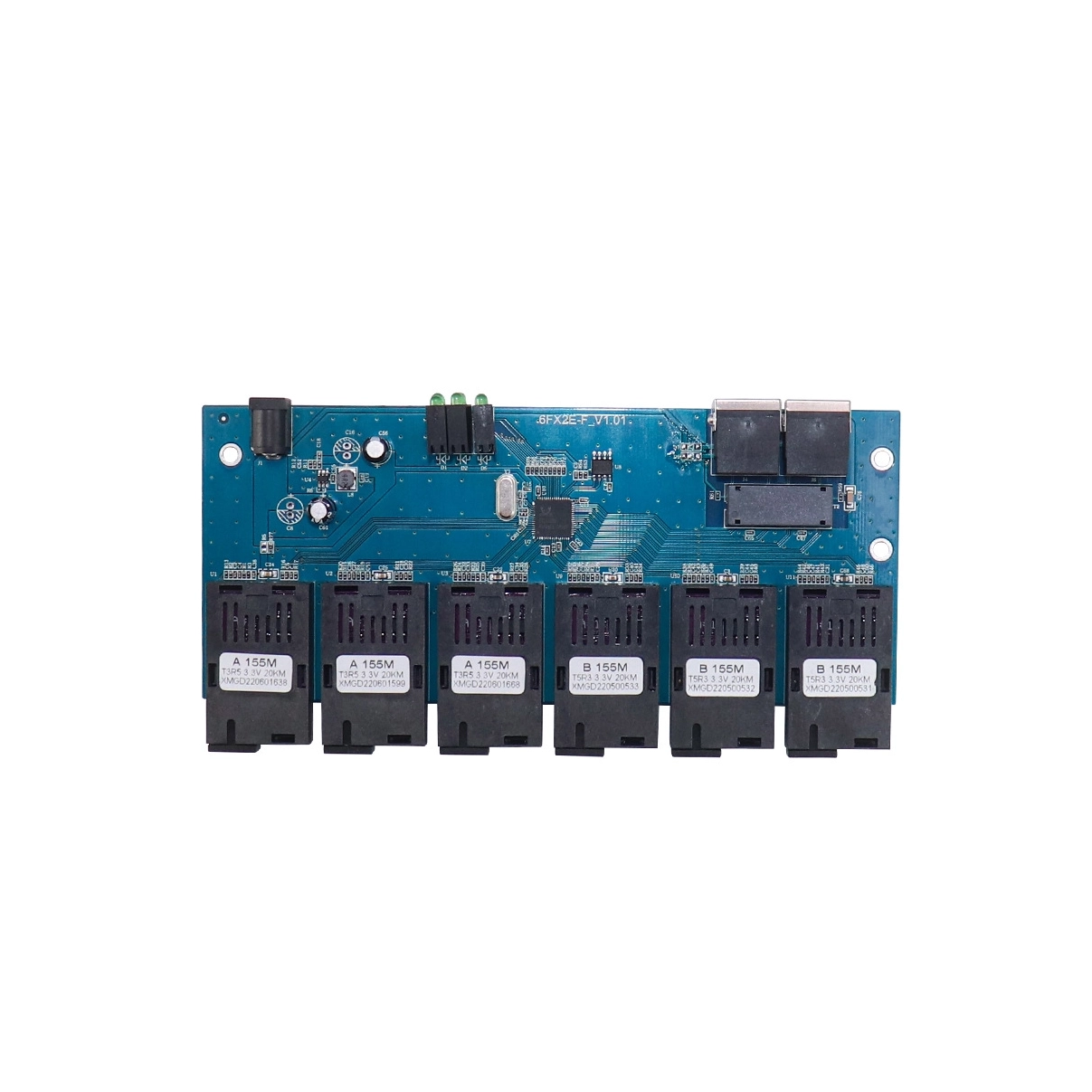 100G 6-light 2-electrical optoelectronic converter 20KM PCBA board fiber transceiver