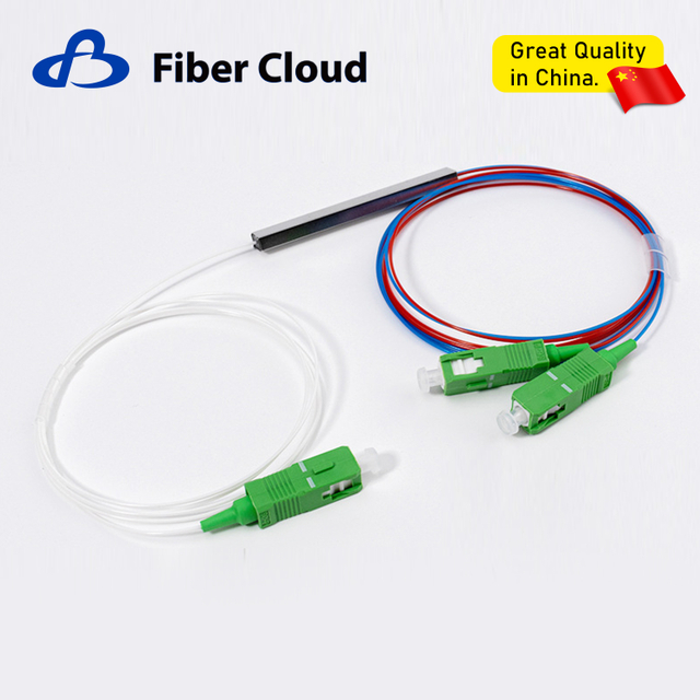 1*2 Mini Steel Tube Module with Sc/APC Upc Connector Low Loss G657A1 Fiber Optic PLC Splitter