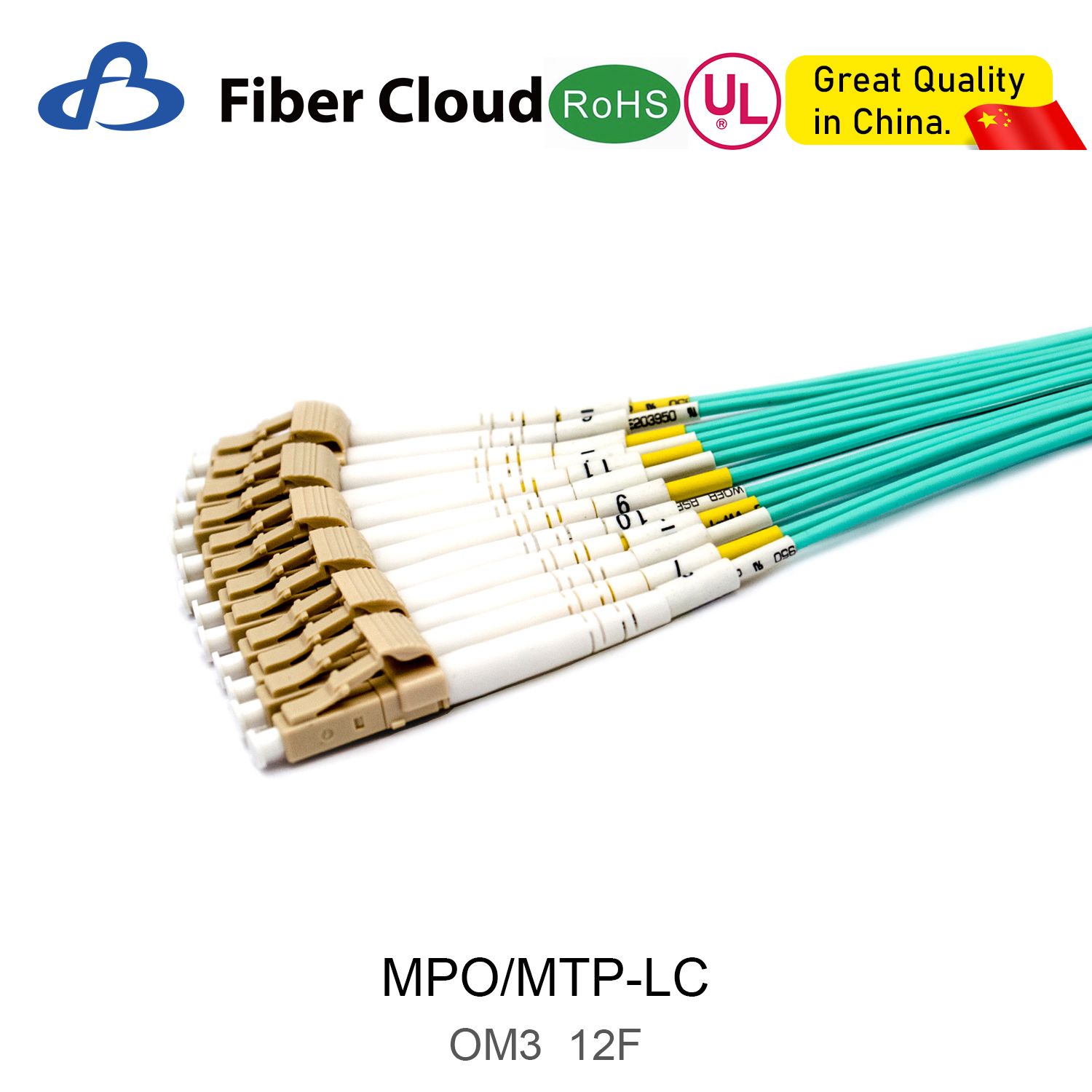 12core 40-100gigabit Multimode 2m-50m FTTH Fanout Duplex Om3 MPO to 6dlc Fiber Optic Patch Cord Jumper Cable