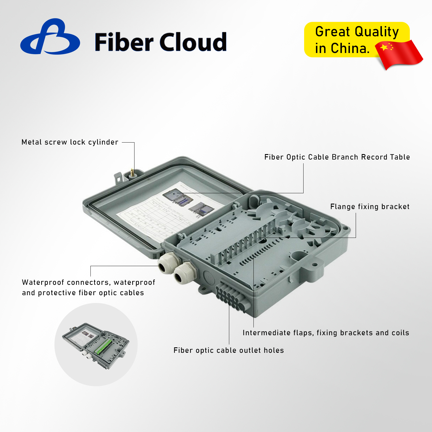 Outdoor/Indoor FTTH 12 Core Wall-Mounted Termianl Fiber Optic Distributor Box