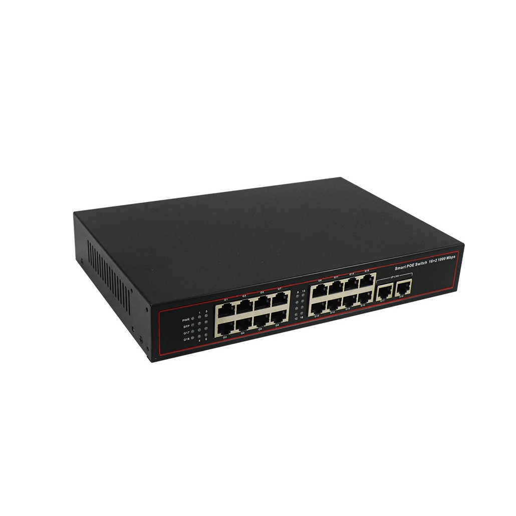 16+2 port 1000Mbps Gigabit and Fast Desktop Ethernet network Smart PoE Switch