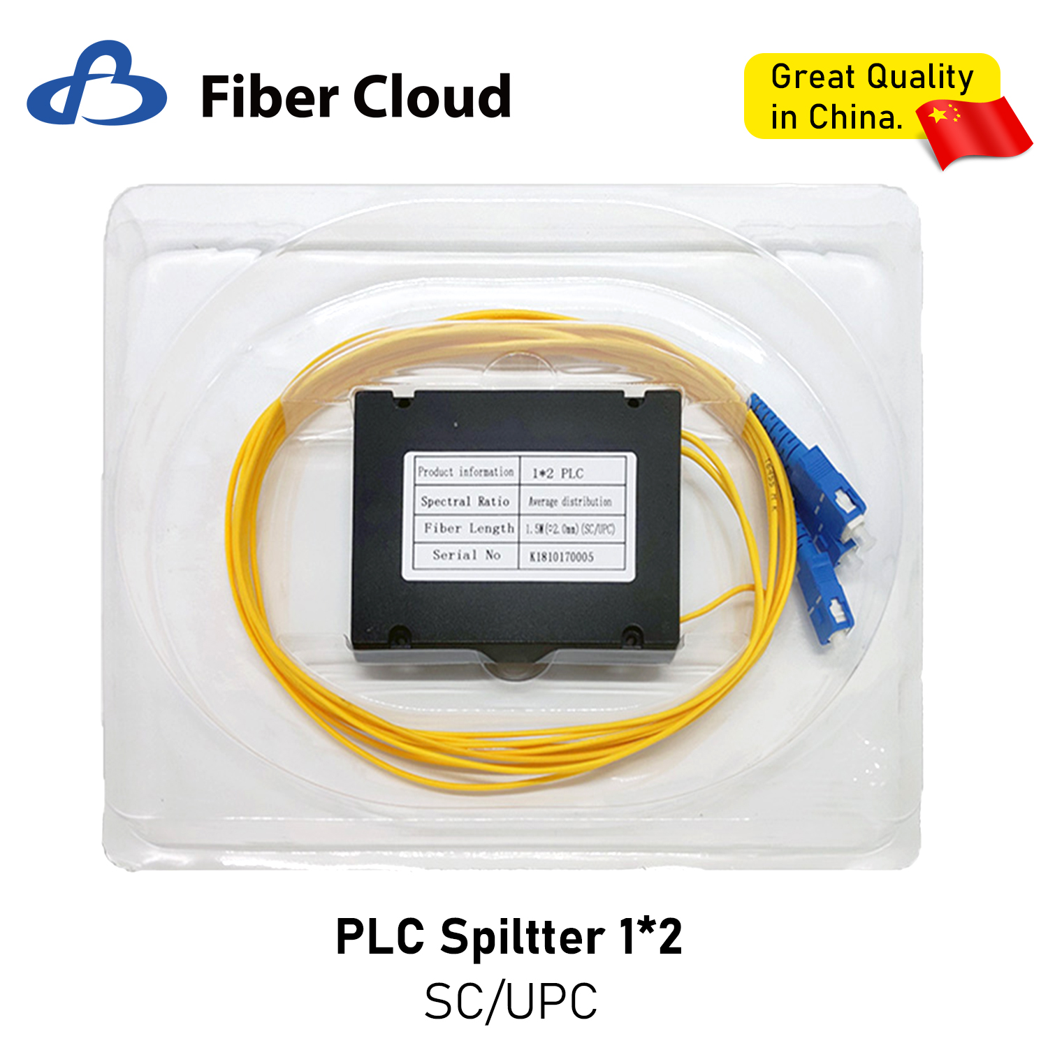 LSZH 2.0mm Sc Upc Box Type Single Mode Simplex Fiber Optic Pigtail 1X2 PLC ABS Fiber Splitter