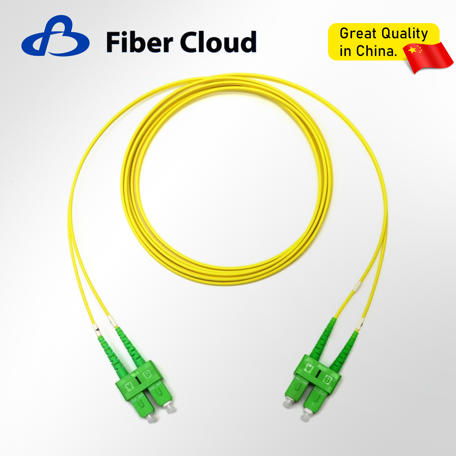 0.9mm SC/APC to SC/APC Duplex Riser Ofnr 9/125 Single Mode Fiber Optic Patch Cord Cable