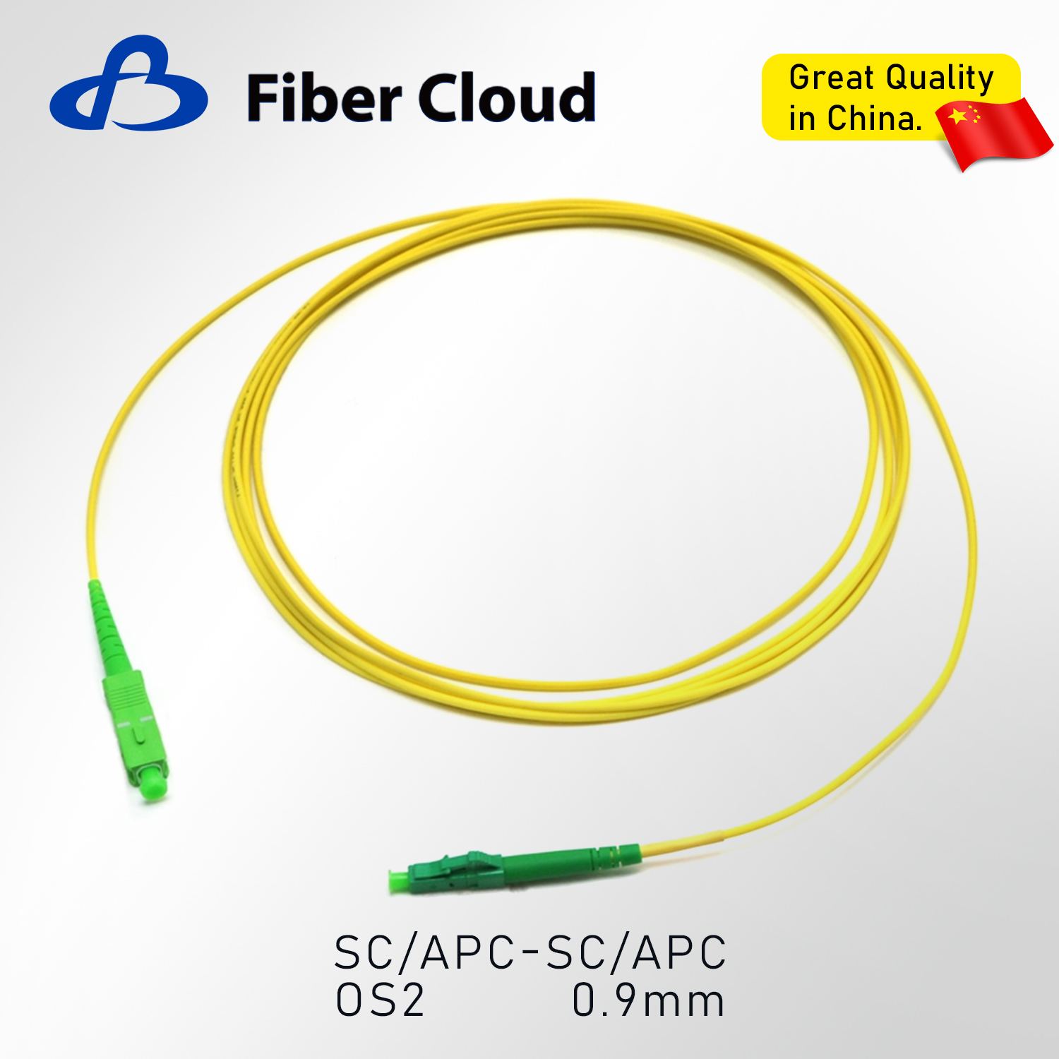 0.9mm SC/APC to SC/APC Simplex OS2 Single Mode Riser Ofnr Tight Buffered Fiber Optic Patch Cord Cable