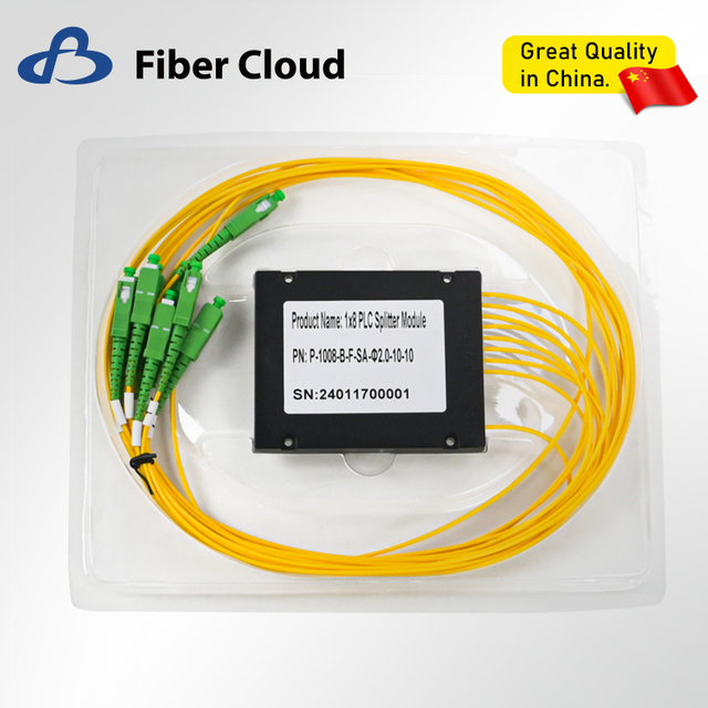 LSZH 0.9mm 2mm 3mm Sc/APC Single Mode Simplex Fiber Optic Pigtail 1X8 PLC ABS Fiber Splitter