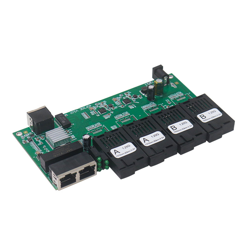 1000G 4 Optical 3 Electrical Converter PCBA Board 20KM SC port Optical Fiber Transceiver