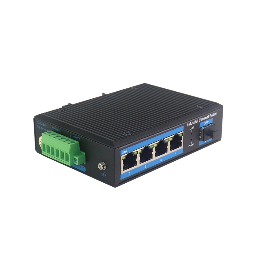 Industrial Gigabit 1 SFP & 4-Port Ethernet Media Converter