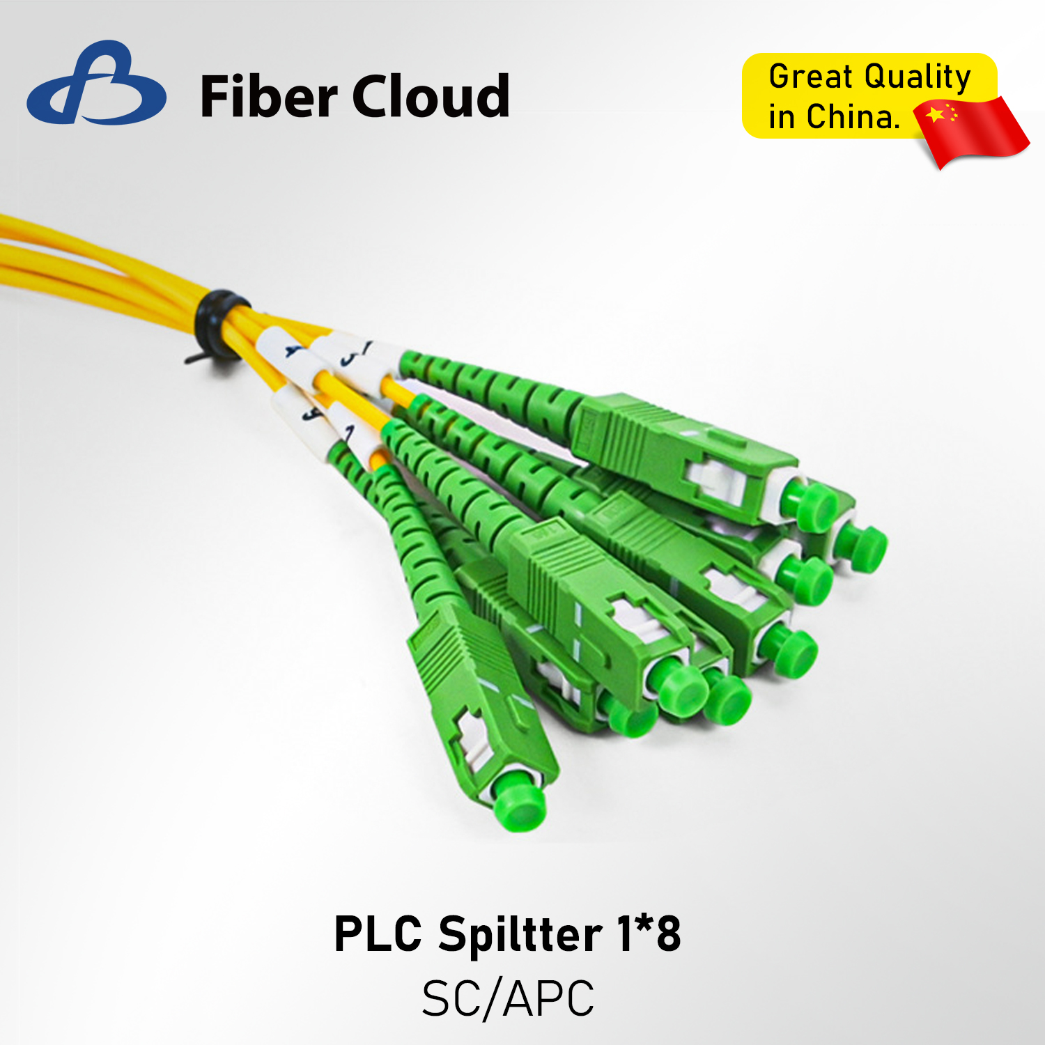LSZH 0.9mm 2mm 3mm Sc/APC Single Mode Simplex Fiber Optic Pigtail 1X8 PLC ABS Fiber Splitter