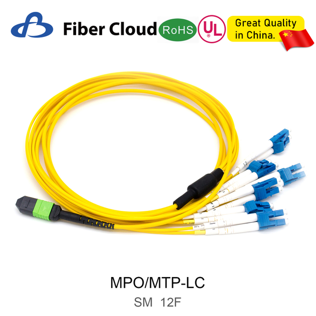12core 40-100gigabit Singlemode 2m-50m FTTH Fanout Duplex MPO to 6dlc Fiber Optic Patch Cord Jumper Cable