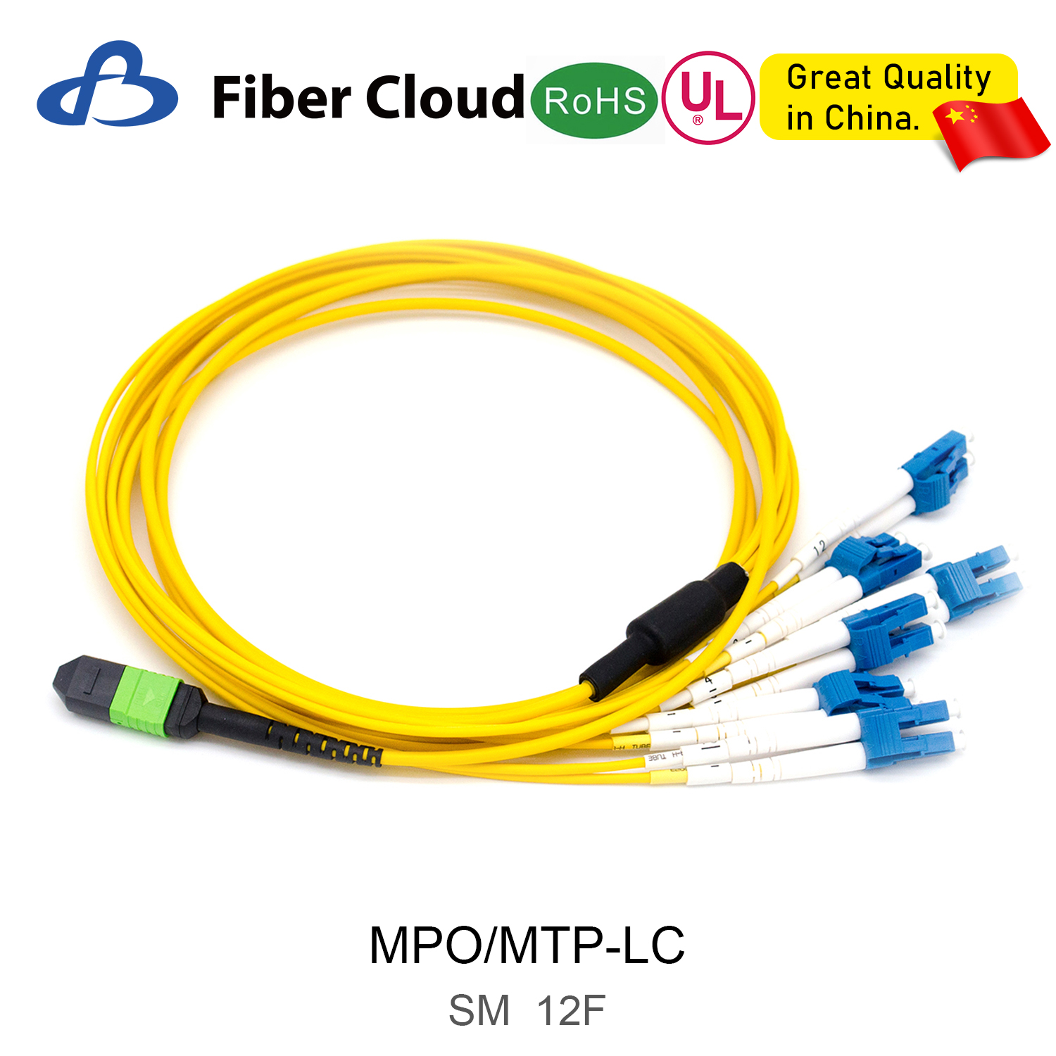 12f 40-100g Sm/Om3/Om4 2m-50m FTTH MTP/MPO Breakout Fanout Jumper Cable Duplex MPO-LC Fiber Optic Patch Cord