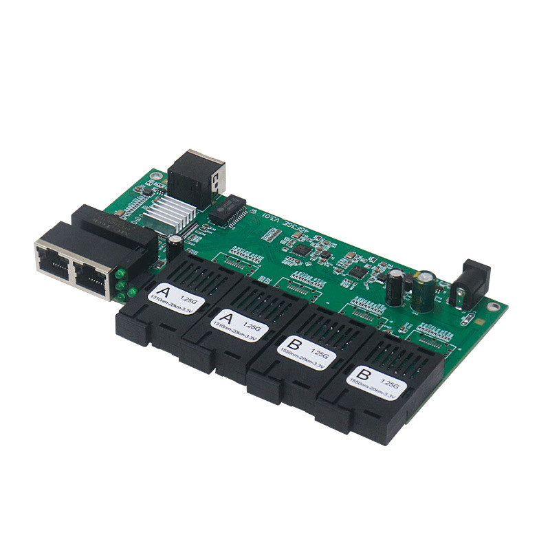 1000G 4 Optical 3 Electrical Converter PCBA Board 20KM SC port Optical Fiber Transceiver