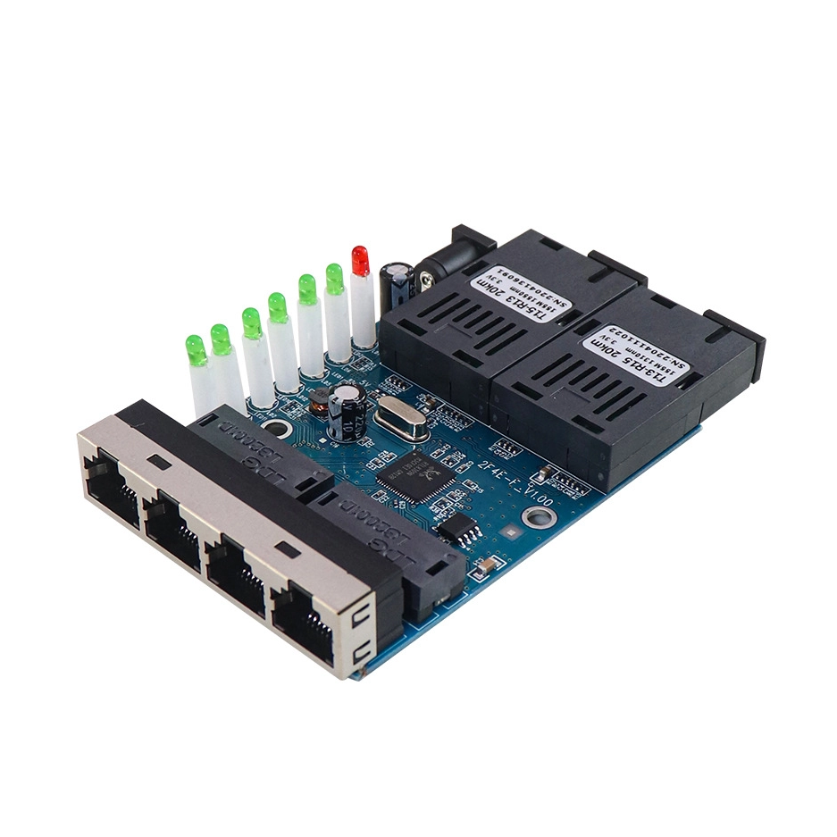 100G 2 Optical 4 Electrical Converter PCBA Board 20KM Optical Fiber Transceiver