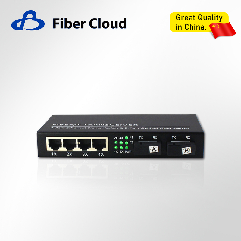 10/100/1000m Fiber Optic Transceiver 2-Optical-4-Electric Single-Mode Converter