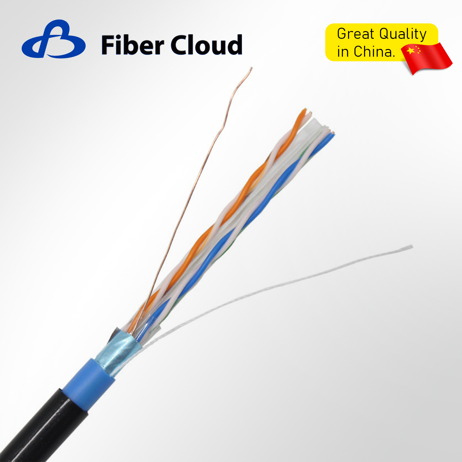 23AWG 4 Twisted Pairs PE&PVC U/UTP 550MHz Solid Copper Cat6 Outdoor Direct Burial Bulk Cable